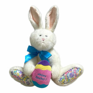 Vintage Boyds Bears Happy Easter Bunny Rabbit Plush Jointed Stuffed White 16”